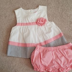 Pink grey and white dress with bloomers